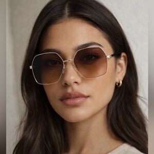 Guess Gold Frame Sunglasses with Brown Gradient Lenses